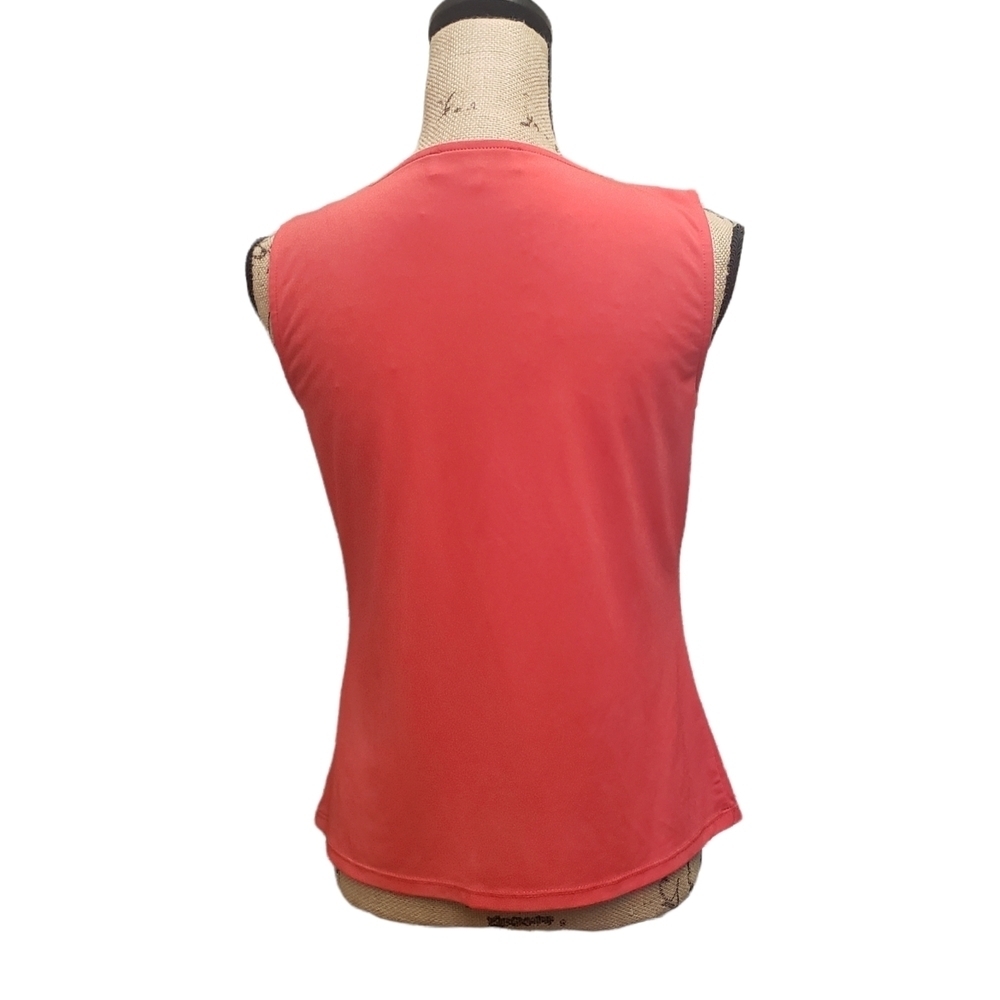 Kasper Ruched Red Sleeveless Blouse Petite Small - Picture 4 of 7